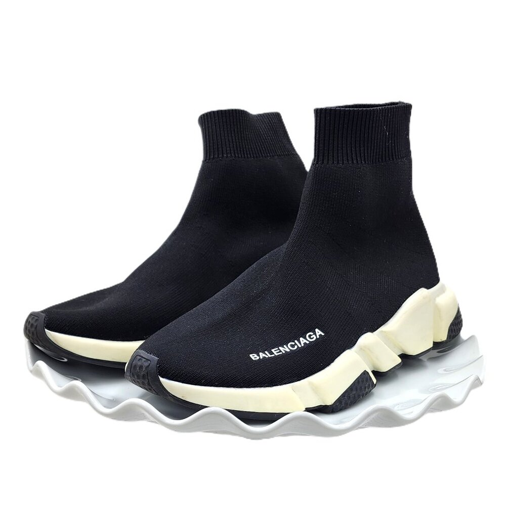 Balenciaga Black and Cream Speed Sock Sneakers